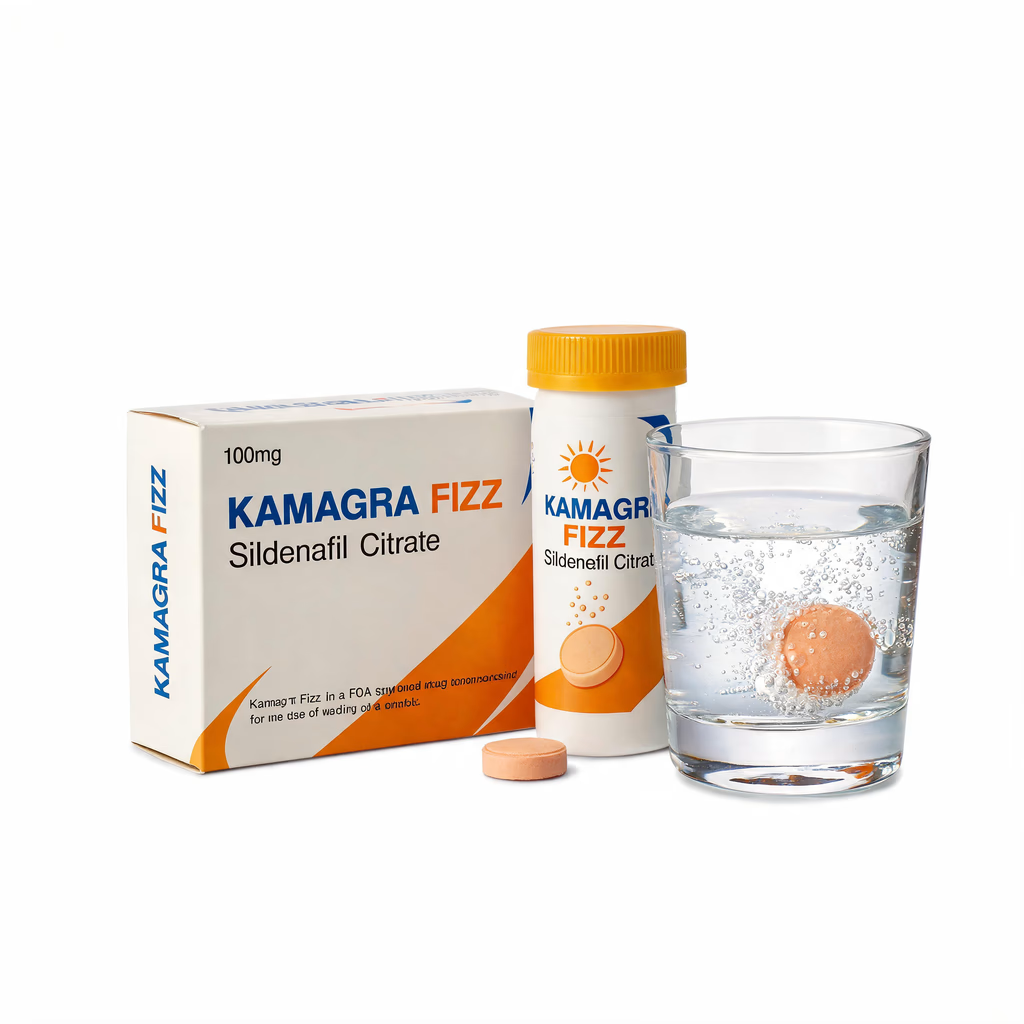 Opakowanie tabletek musujących Kamagra z sildenafilem 100mg